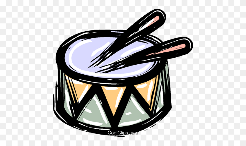 480x439 Drum And Drumsticks Royalty Free Vector Clip Art Illustration - Drumstick Clipart