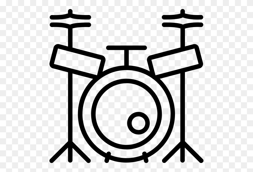 512x512 Drum Kit, Monochrome, Drum Set Icon With Png And Vector Format - Drum Set Clipart