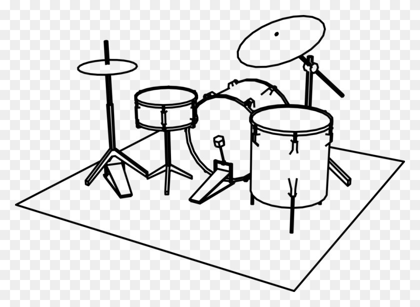 1055x750 Drum Kits Line Art Percussion Musical Instruments - Xylophone Clipart Black And White