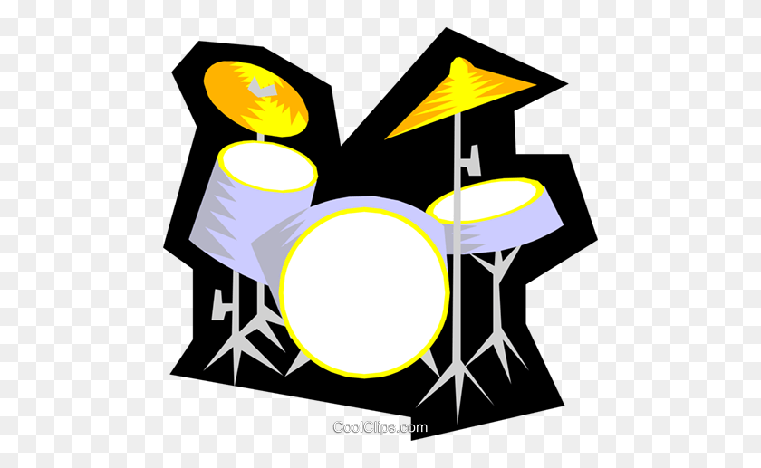 480x457 Drums Royalty Free Vector Clip Art Illustration - Drum Set Clipart