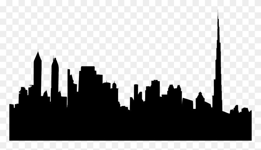 2400x1310 Dubai Cityscape Silhouette Icons Png - City Scape PNG