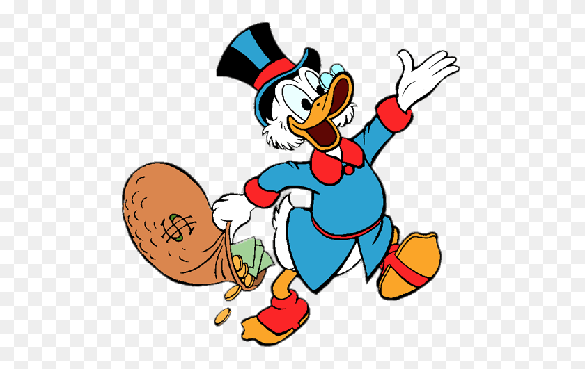 499x471 Ducktales Scrooge Mcduck Holding Money Bag Transparent Png - Scrooge Mcduck PNG