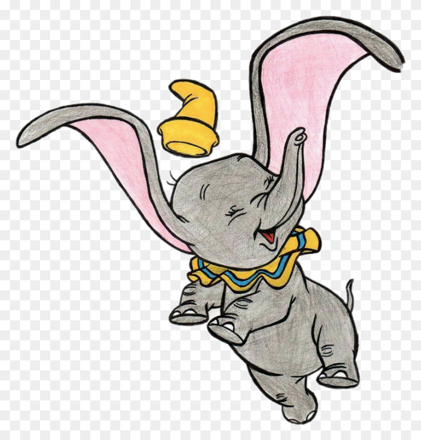 848x891 Dumbo Elefante De Dibujos Animados De La Etiqueta Engomada De Stickeremix Disney Sonrisa - Dumbo Clipart