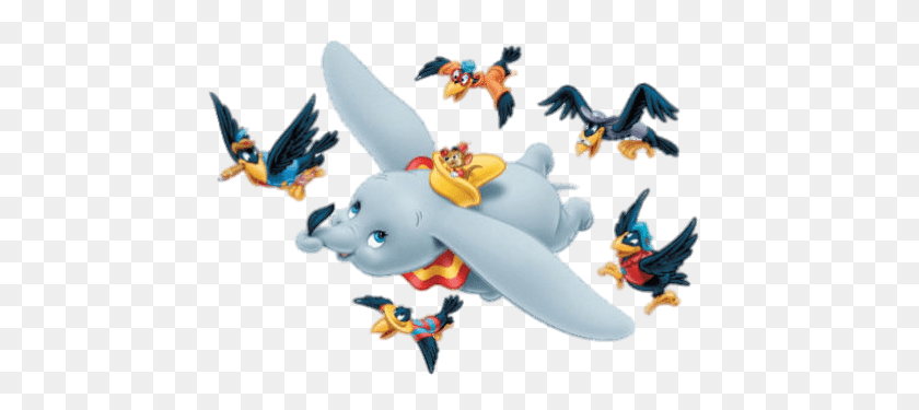 630x315 Dumbo Flying With Birds Transparent Png - Dumbo PNG
