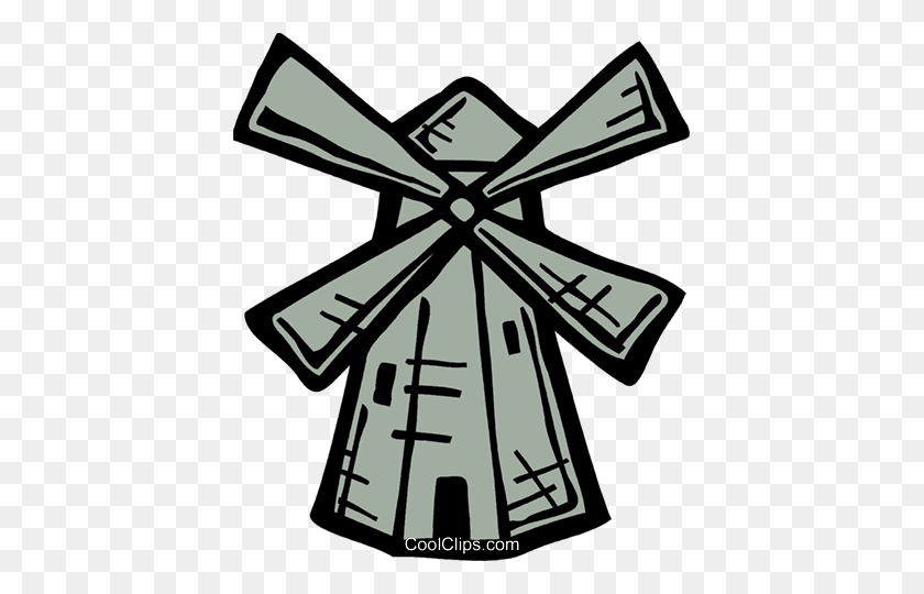 415x480 Dutch Windmill Royalty Free Vector Clip Art Illustration - Windmill Clipart Black And White