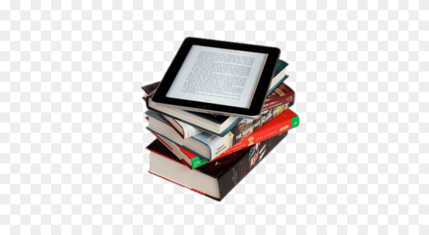 400x400 E Book Next To Pile Of Books Transparent Png - Pile Of Books PNG