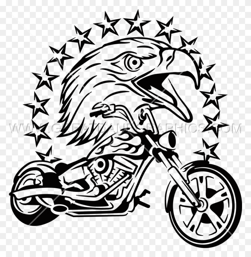 825x847 Eagle Chopper Production Ready Artwork For T Shirt Printing - Eagle Head Clipart Black And White