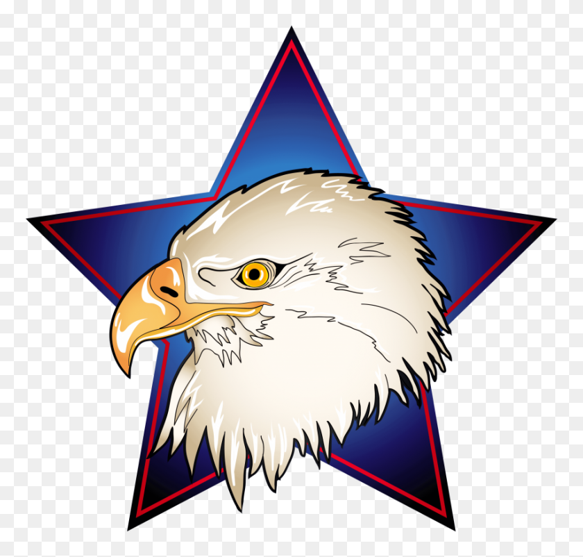 850x809 Eagle Head In Blue Star Image Png - Bald Head PNG