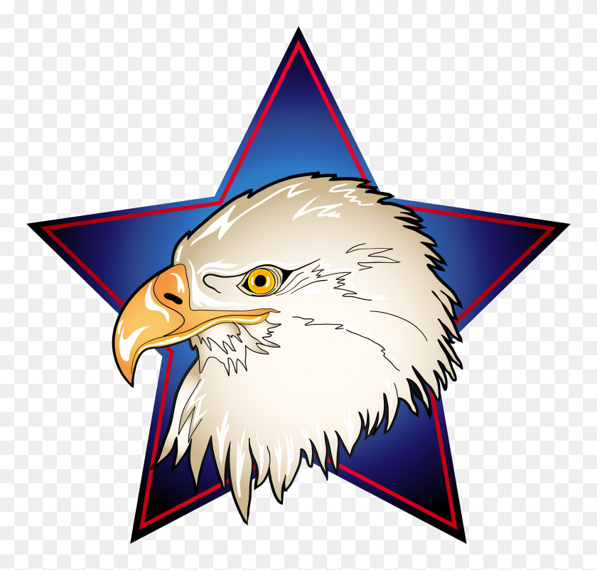 3634x3457 Eagle Head In Blue Star Transparent Png Clip Art Image - Usa Eagle Clipart
