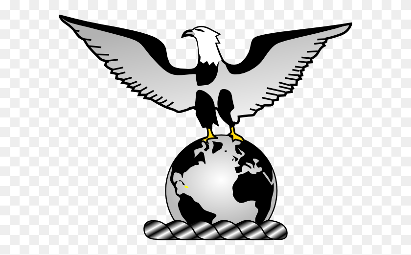 600x461 Eagle Over Globe Clip Art - Globe Black And White Clipart