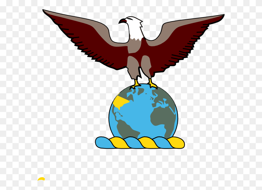 600x551 Eagle Over Globe Clip Art Free Vector - Eagle Globe And Anchor PNG