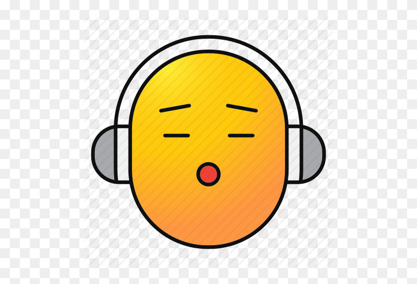 512x512 Oídos, Emoji, Emoticon, Auriculares, Escuchar, Música, Icono De Smiley - Música Emoji Png