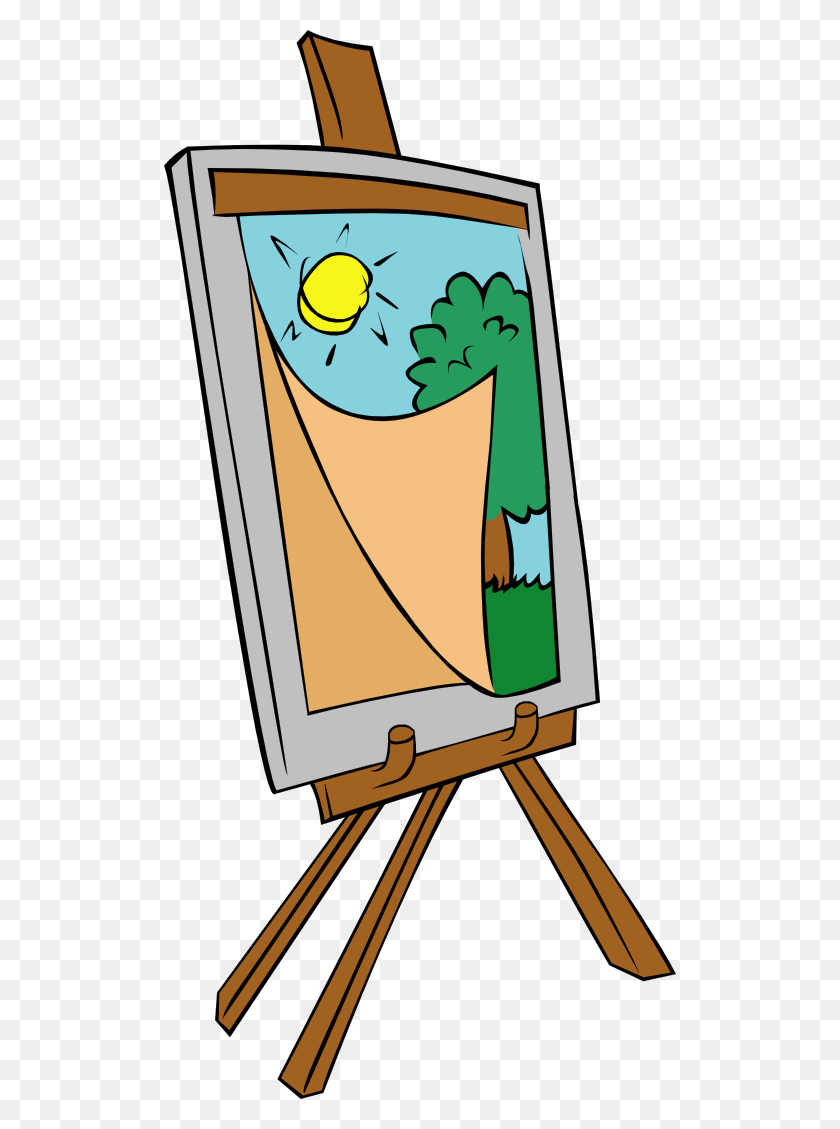 512x1069 Easel With Kids Painting Clipart - Wet Paint Clip Art