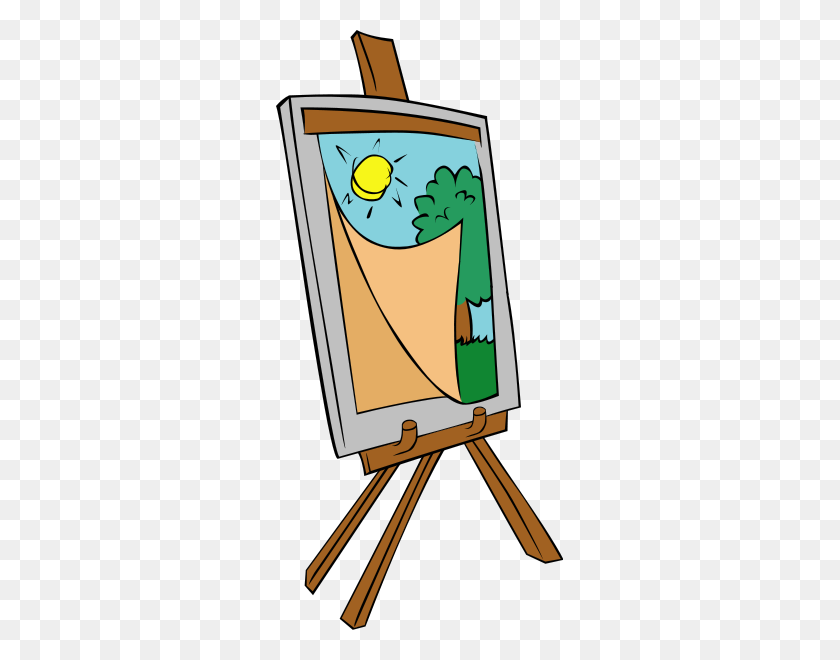287x600 Easel With Kids Painting Png Clip Arts For Web - Easel PNG