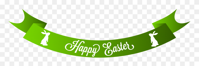 8000x2256 Easter Banner Cliparts - Green Banner PNG