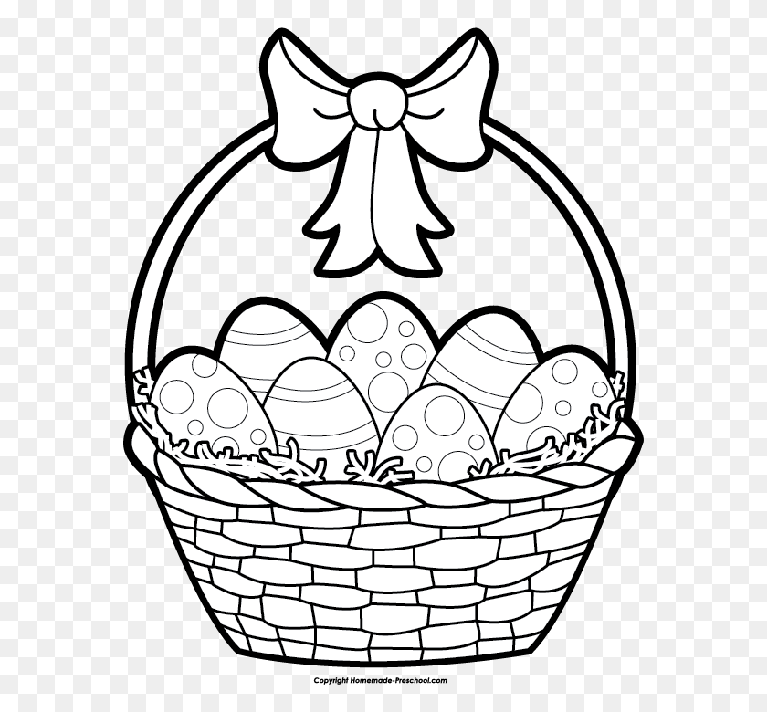 570x720 Easter Basket Black And White Clipart - Easter Lily Clipart