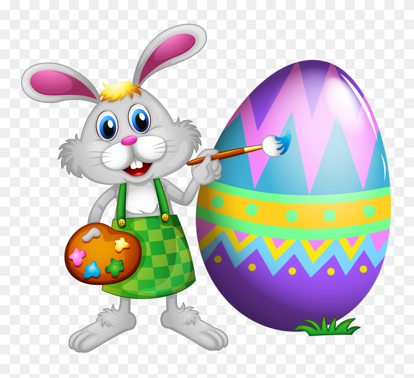 5626x5112 Easter Bunny And Colored Egg Png Clipart Gallery - Easter Clipart Transparent