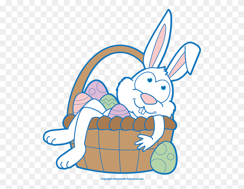 546x593 Easter Bunny Clipart Free Easter Bunny With Eggs Clip Art - Preposition Clipart