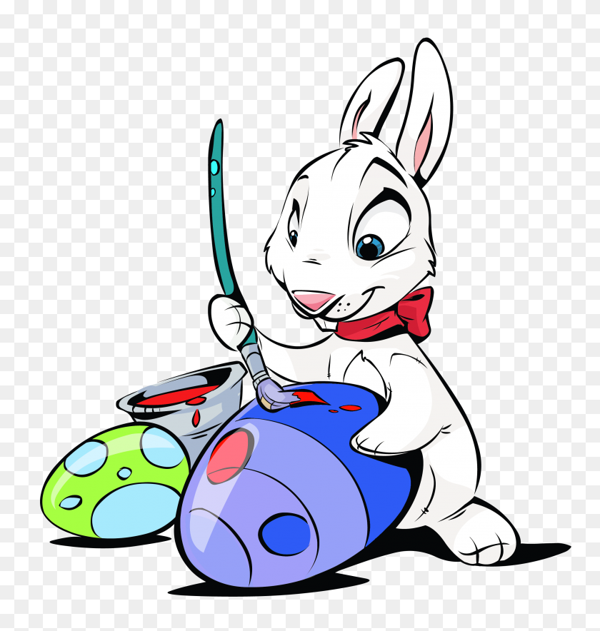 2753x2911 Пасхальный Кролик Раскрашивает Яйца Прозрачный Png Галерея - Пасхальный Заяц В Png