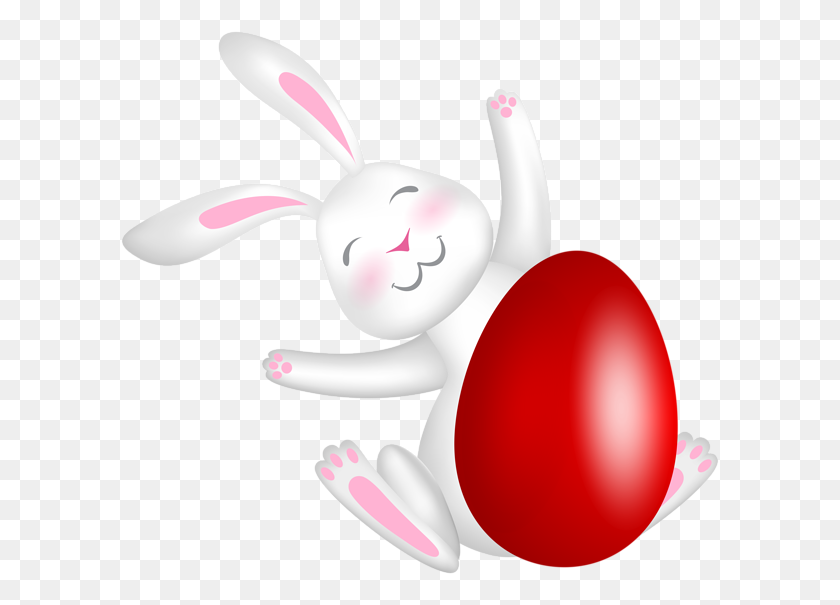 600x545 Easter Bunny With Red Egg Clip Art - Free Easter Bunny Clipart
