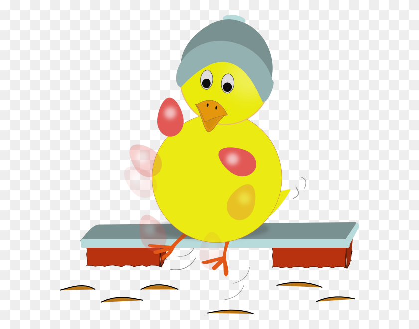 600x599 Easter Chick Kicking Eggs Png, Clip Art For Web - Raincoat Clipart