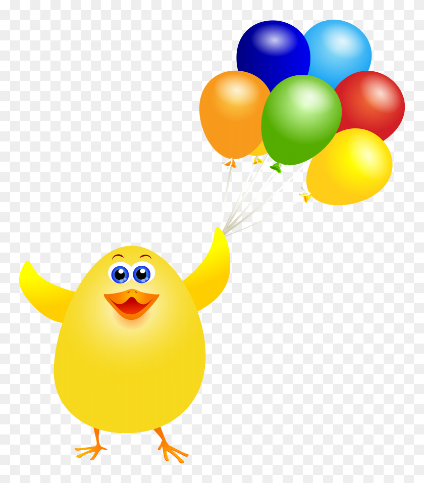 6089x7000 Easter Chicken With Balloons Png Clip Art Gallery - Chicken Clipart PNG