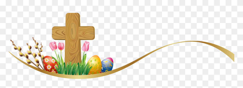 7226x2279 Easter Clipart Cross - Easter Clipart Black And White