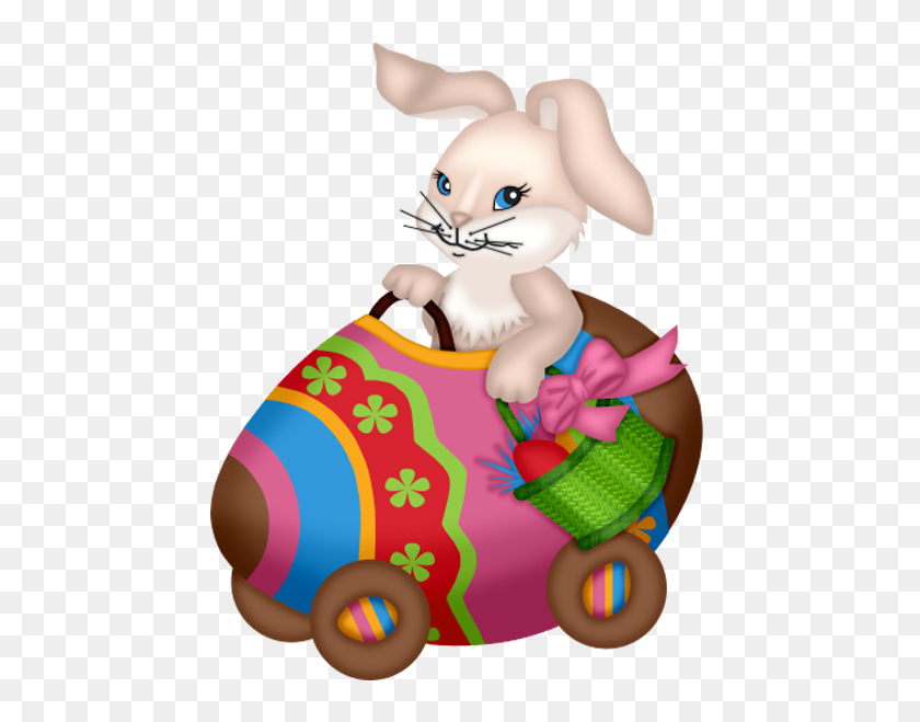 473x599 Easter Decorative Bunny With Cart Png Picture - Easter PNG