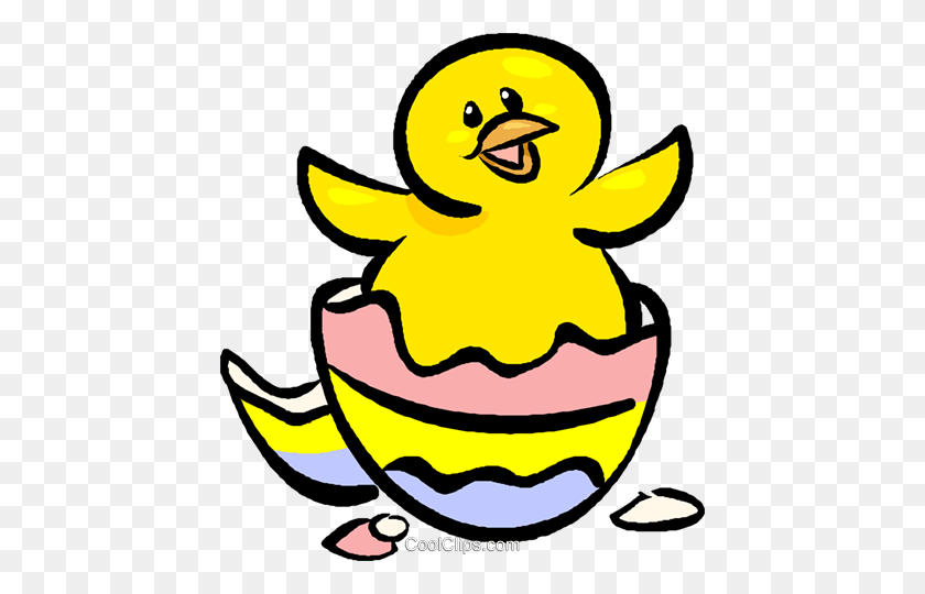 440x480 Easter Egg Hatching Royalty Free Vector Clip Art Illustration - Chick Hatching Clipart