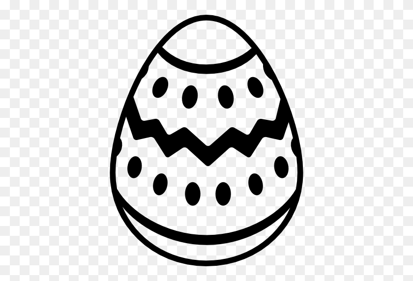 512x512 Easter Egg Of White Chocolate With Dark Lines And Dots Decoration - White Dots PNG
