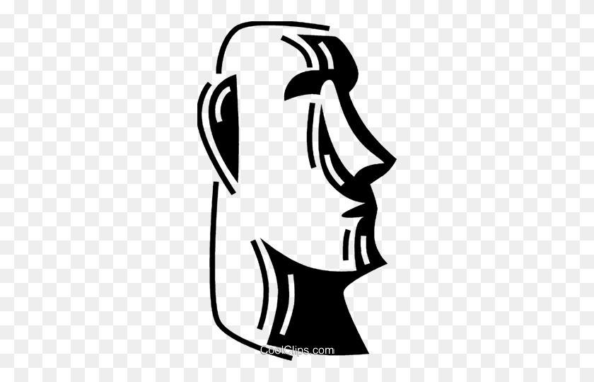 282x480 Easter Island Royalty Free Vector Clip Art Illustration - Island Clipart Black And White