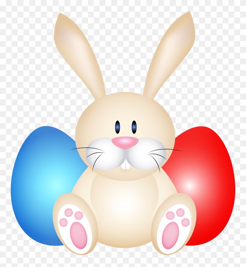 1584x1732 Пасхальный Кролик С Белыми Яйцами Png Картинки - Пасхальный Кролик Уши Клипарт