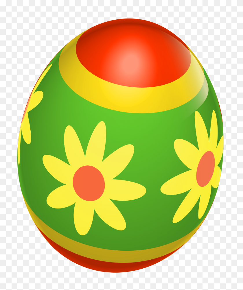 2062x2494 Easter Red And Green Egg With Flowers Png Gallery - Easter Flowers Clipart