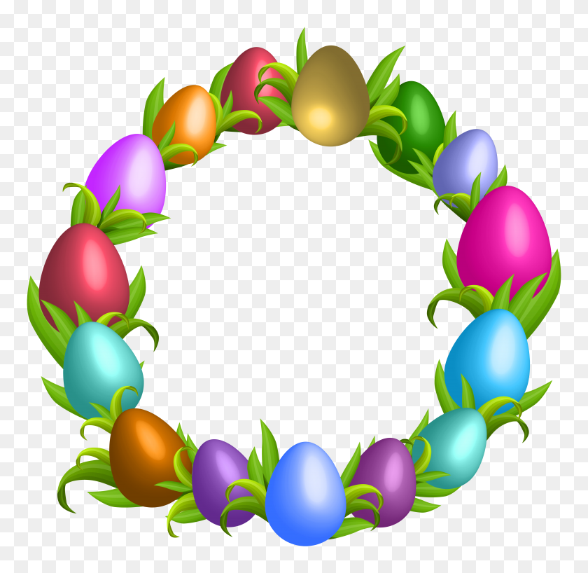 8000x7784 Easter Wreath Transparent Png Clip - Wreath Clipart Transparent Background