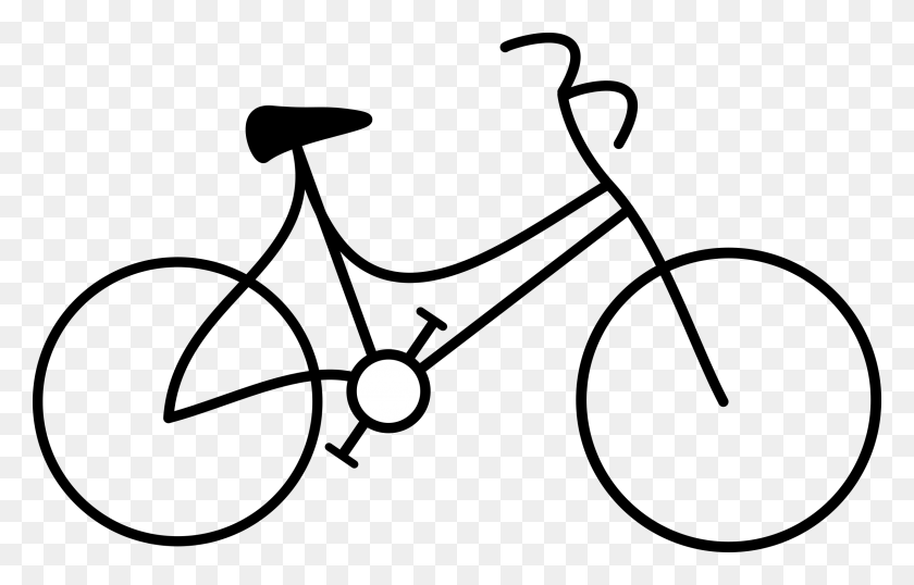 2400x1473 Клипарт Easy Bicycle - Байк Черно-Белый Клипарт