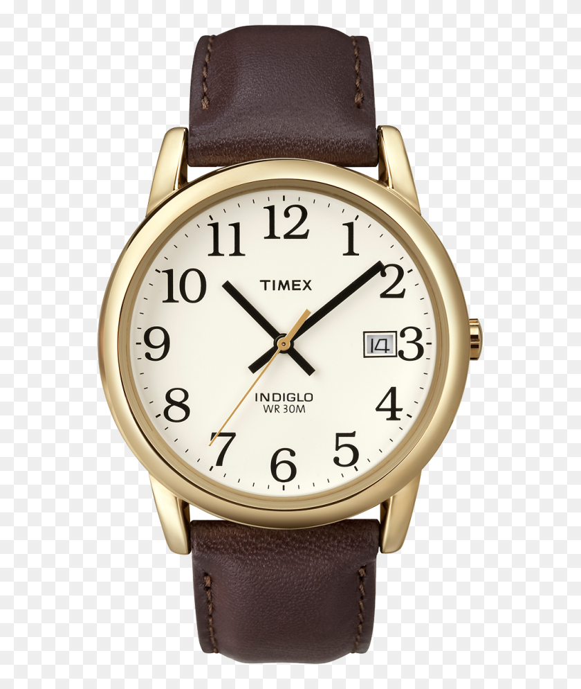 1000x1200 Easy Reader Leather Watch With Date Timex - Gold Watch PNG