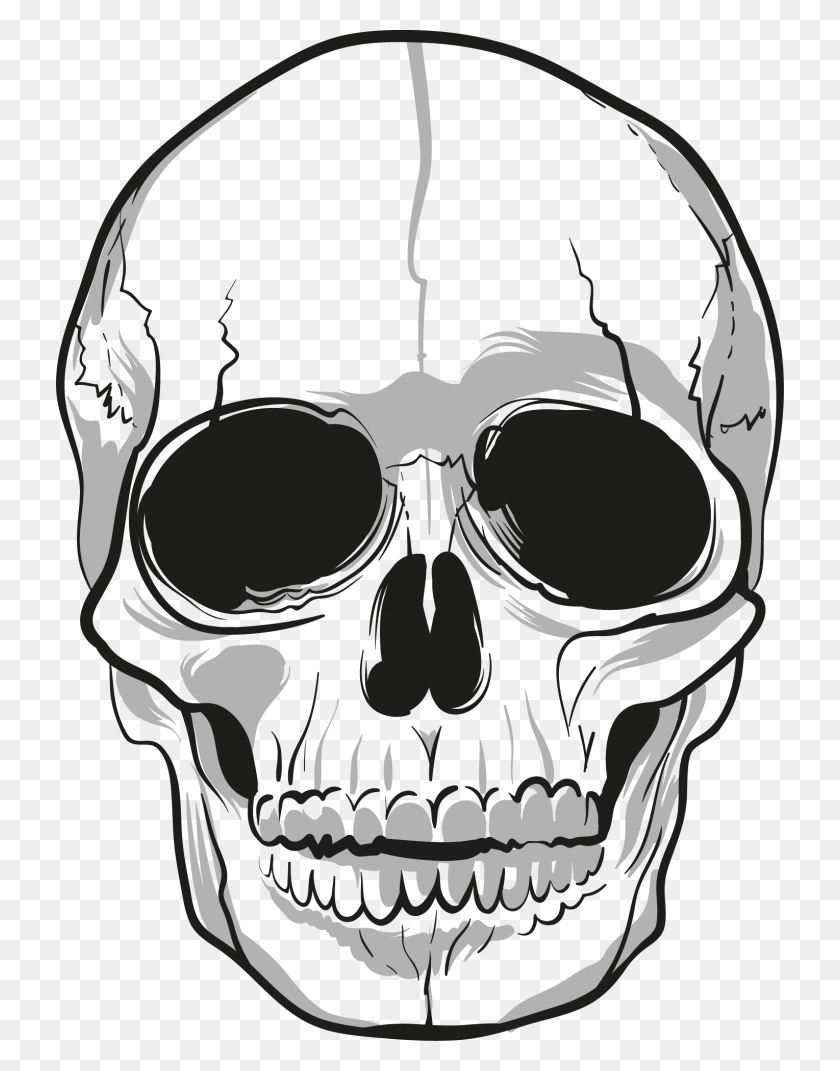 728x1011 Easy To Draw Skulls Step - Skull And Crossbones PNG