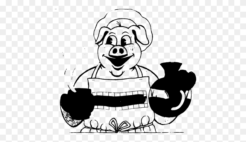 500x425 Eating Breakfast Like Pig Vector Illustration - Pig Black And White Clipart