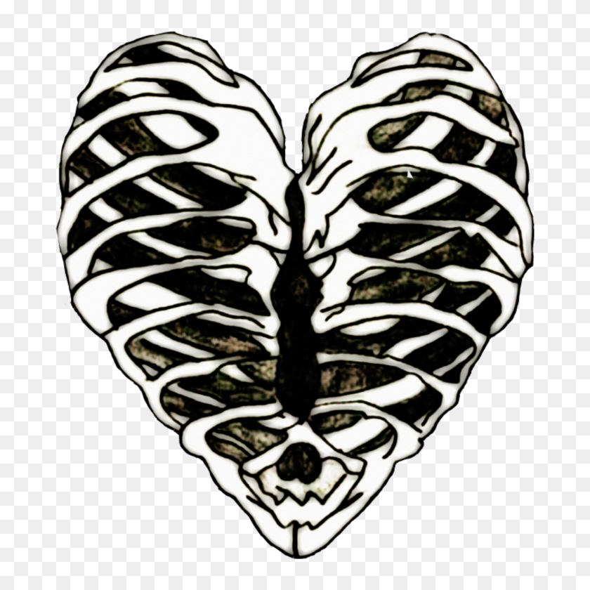 2085x2085 Edits Ribs Ribcage Heart Bones Art Stickers - Rib Cage Clipart