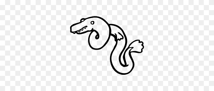 300x300 Eel Outline Sticker - Eel Clipart Black And White