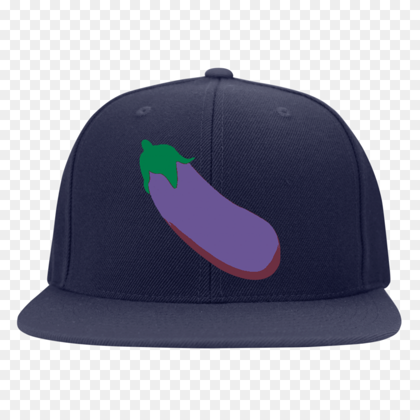 1155x1155 Eggplant Emoji Sport Tek Flat Bill High Profile Snapback Hat - Eggplant PNG