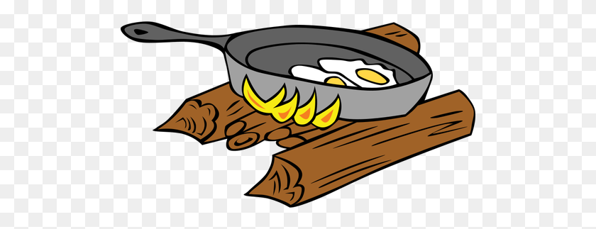 500x263 Eggs Baked On Campfire Vector Drawing - Baked Potato Clip Art