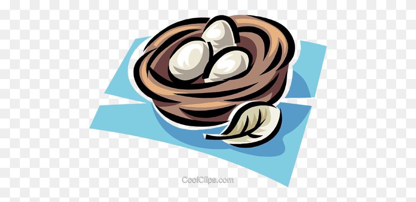 480x349 Eggs In A Nest Royalty Free Vector Clip Art Illustration - Nest Clipart