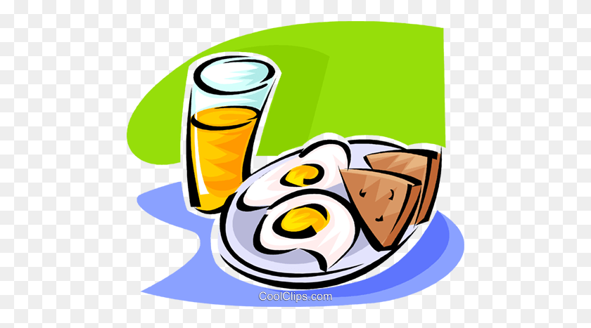 480x407 Eggs, Toast And A Glass Of Orange Juice Royalty Free Vector Clip - Orange Juice Clipart