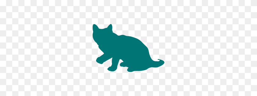 256x256 Egiptian Cat Sitting Silhouette - Angry Cat PNG