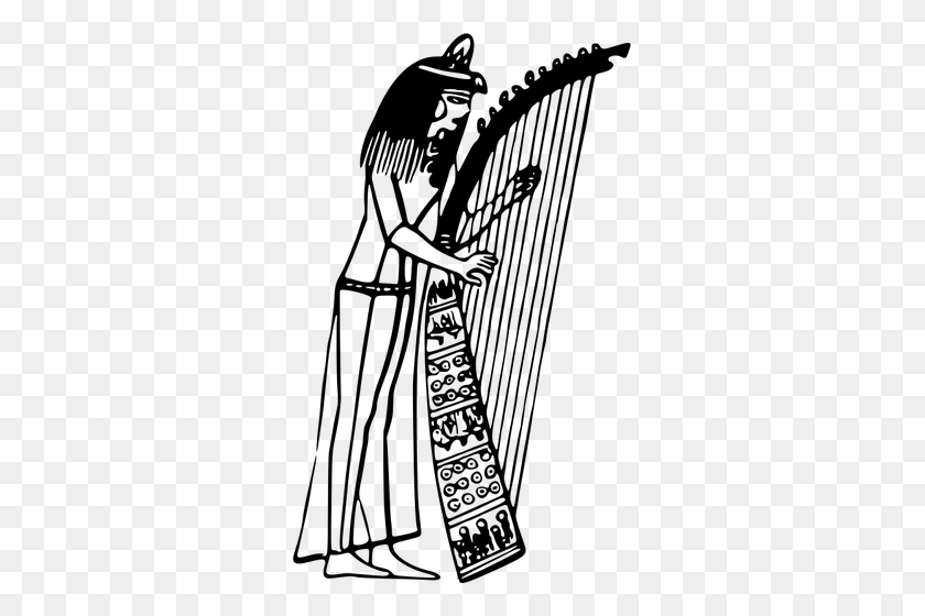 307x500 Egyptian Musician - Egyptian Clipart Black And White