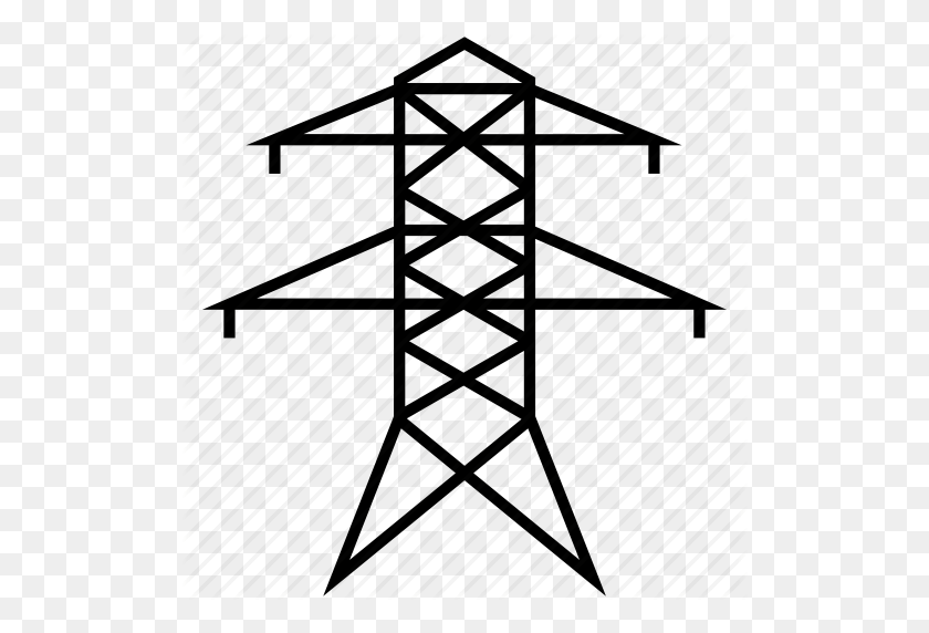 512x512 Torre Eléctrica, Red Eléctrica, Electricidad, Icono De Líneas Eléctricas - Líneas Eléctricas Png