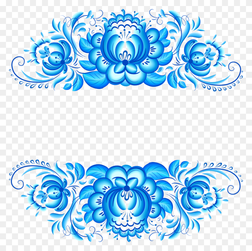 1024x1023 Elegant Blue Floral Pattern Background Vector - Floral Pattern PNG