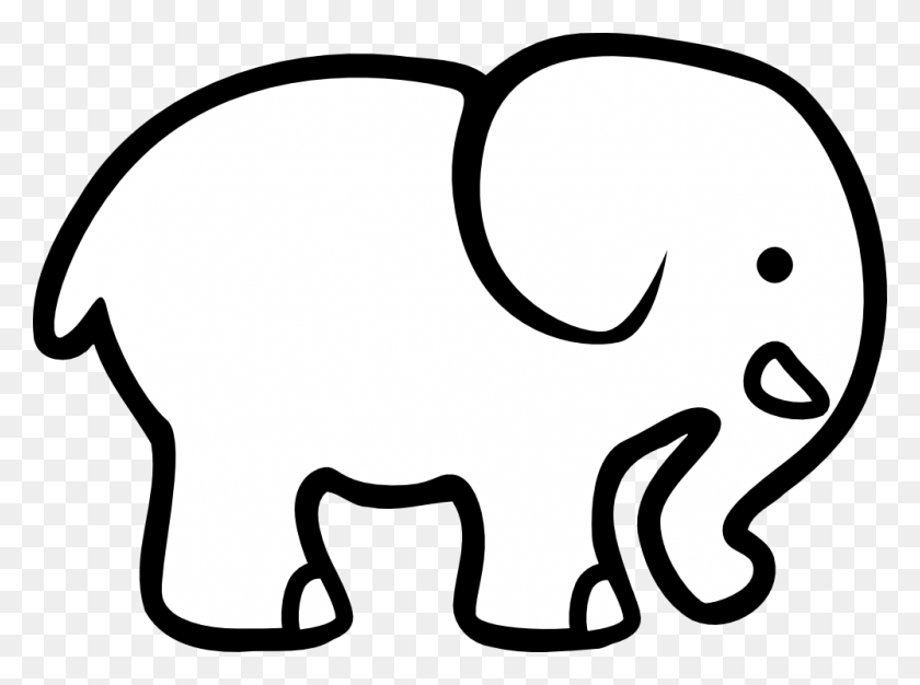 999x726 Elephant Clip Art Black And White - Clover Clipart Black And White