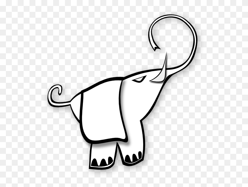 555x572 Dibujos De Líneas De Elefante - Clipart De Elefante Y Cerdo